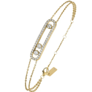 A delicate, diamond pavé bracelet in gold